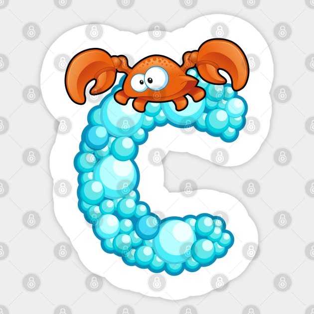 Letter C Fishy Bubbly Alphabet Sticker by PosterpartyCo